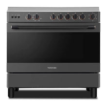 Charger l&#39;image dans la galerie, TOSHIBA GAZINIERE 5 FEUX GRIS-NOIR ALLUMAGE AUTO- TBA-36LMG5G089KS