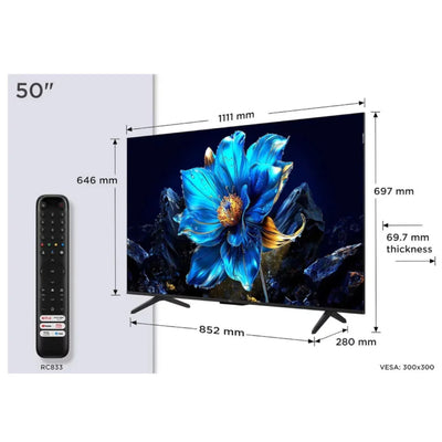 TCL TV GOOGLE 50'' QLED SLIM-UNIBODY AIPQ PROCESSOR - 50P7K