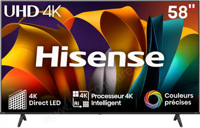 Hisense TV LED 58''- 4K Uhd Tv - Smart - Youtube - Séries A6N- 147Cm - Noir