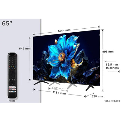 TCL TV QLED GOOGLE 65'' AIPQ PROCESSOR - 65P7K