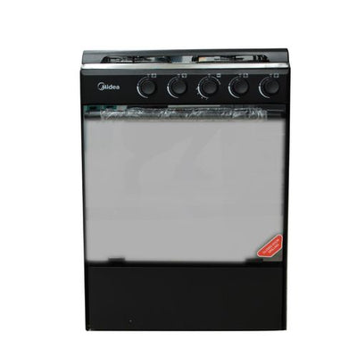 Midea Gaziniere - 4 Feux - 60 X 60 Cm - Couverture Vitre - Sans Allumage auto