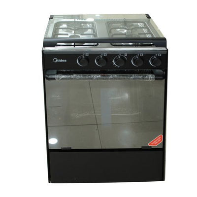 Midea Gaziniere - 4 Feux - 60 X 60 Cm - Couverture Vitre - Sans Allumage auto
