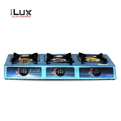 Ilux Cuisinière à Gaz - Allumage Automatique - Réchaud 3 Feux - LXG-3034 - Bleu