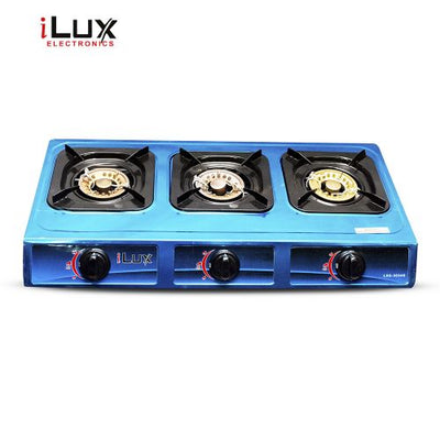 Ilux Cuisinière à Gaz - Allumage Automatique - Réchaud 3 Feux - LXG-3034 - Bleu