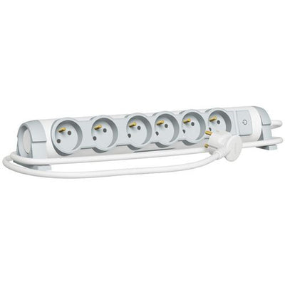 Legrand Rallonge Multiprise 6 Prises De Courant 2P+T 16A 230V Cordon 1,5m - Blanc Et Gris (GED)